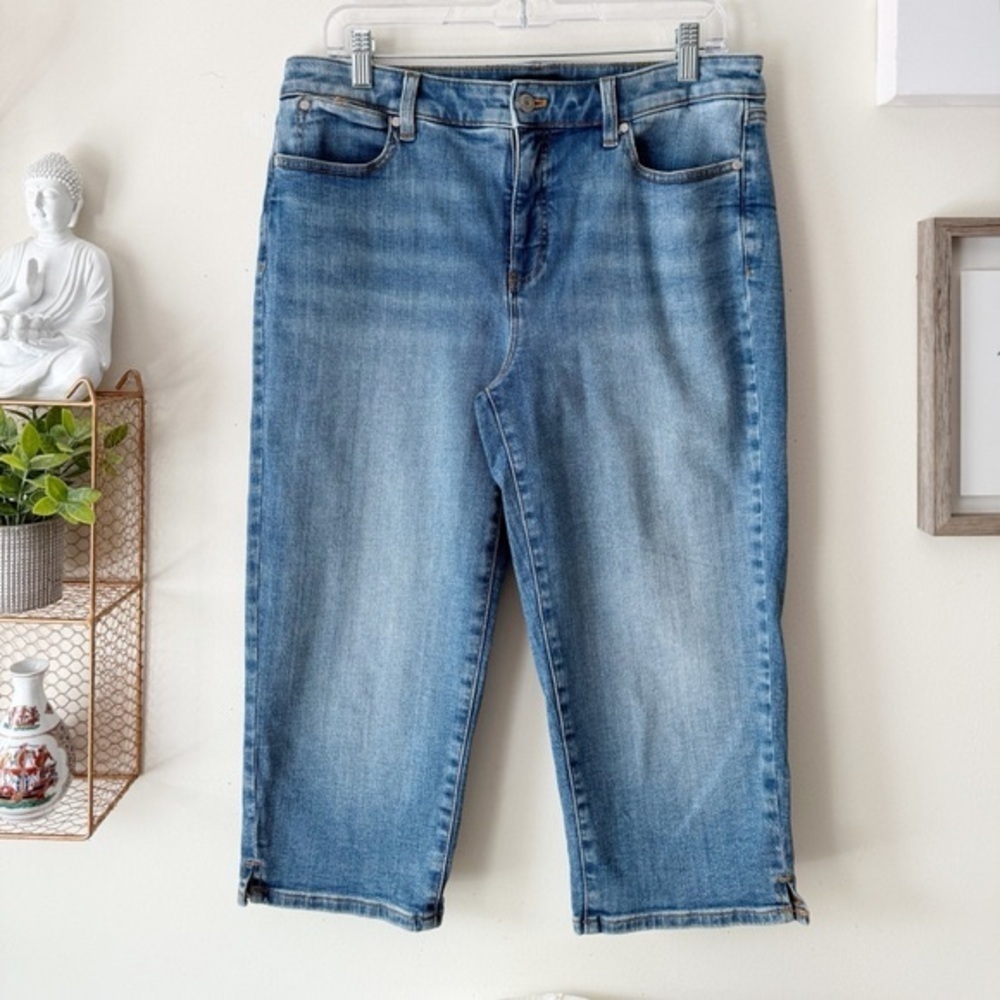 Talbots The Pedal Pusher Length Jeans High Rise Curvy Fit Blue Skye Wash Size 10 - Picture 2 of 14